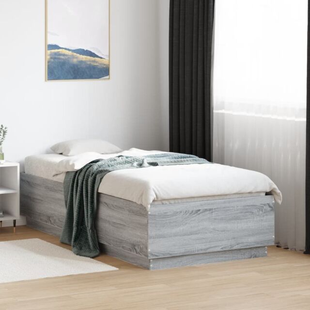 Berkfield Home Bed Frame without Mattress Grey Sonoma 75x190 cm Small Single - image 1
