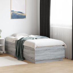Berkfield Home Bed Frame without Mattress Grey Sonoma 75x190 cm Small Single - thumbnail 1