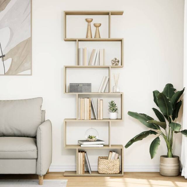 Berkfield Home Room Divider Bookcase 6-Tier Sonoma Oak 70x24x193 cm Engineered Wood in Light Tan - Size: 70 x 24 x 193 cm - image 1