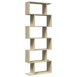 Berkfield Home Room Divider Bookcase 6-Tier Sonoma Oak 70x24x193 cm Engineered Wood in Light Tan - Size: 70 x 24 x 193 cm - thumbnail 3