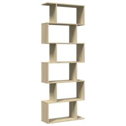 Berkfield Home Room Divider Bookcase 6-Tier Sonoma Oak 70x24x193 cm Engineered Wood in Light Tan - Size: 70 x 24 x 193 cm - thumbnail 7