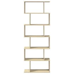 Berkfield Home Room Divider Bookcase 6-Tier Sonoma Oak 70x24x193 cm Engineered Wood in Light Tan - Size: 70 x 24 x 193 cm - thumbnail 5