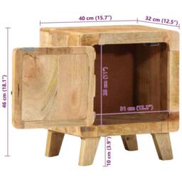 Berkfield Home Bedside Cabinet 40x32x46 cm Solid Wood Rough Mango in Brown - Size: 40 x 32 x 46 cm - thumbnail 9