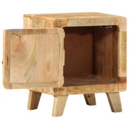Berkfield Home Bedside Cabinet 40x32x46 cm Solid Wood Rough Mango in Brown - Size: 40 x 32 x 46 cm - thumbnail 5