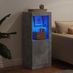 Berkfield Home Sideboard with LED Lights Concrete Grey 41x37x100 cm - Size: 41 x 37 x 100 cm - thumbnail 4
