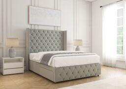 "BSSPOKE Ruby Divan Bed Set Plush Velvet 54"" Headboard & Mattress No Drawers in Silver - Size: Double" - thumbnail 2