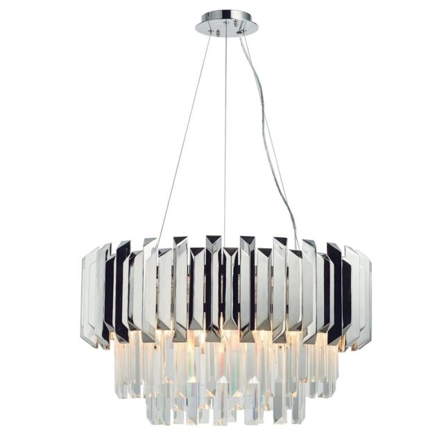 Loops Ceiling Pendant Light Clear Crystal & Polished Stainless Steel 6 x 40W E14 in Metallics - image 1