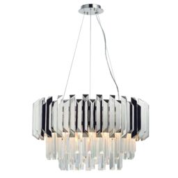 Loops Ceiling Pendant Light Clear Crystal & Polished Stainless Steel 6 x 40W E14 in Metallics - thumbnail 1