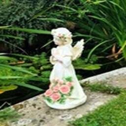 EONLION Garden Ornament Solar Fairy Angel Cherub Statue Lantern Decoration in White - thumbnail 3