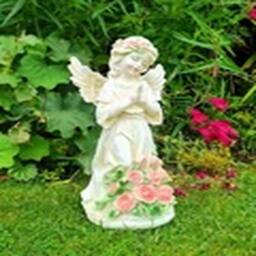EONLION Garden Ornament Solar Fairy Angel Cherub Statue Lantern Decoration in White - thumbnail 1