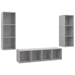 Berkfield Home 3 Piece TV Cabinet Set Concrete Grey Engineered Wood - thumbnail 1