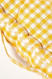 Homescapes Cotton Gingham Check Floor Cushion in Yellow - Size: 50 cm x 50 cm - thumbnail 4