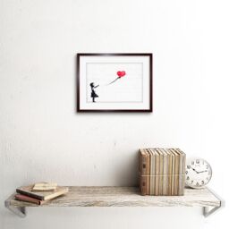 "Artery8 Wall Art Print Banksy Balloon Graffiti Art Black Framed 9x7 inch in Brown - Size: W7"" x H9""" - thumbnail 2