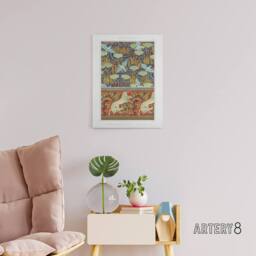 "Artery8 Kingfisher Bird & Horse Pattern Canvas Wall Art Print Verneuil - Size: W18"" x H24""" - thumbnail 3