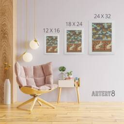 "Artery8 Kingfisher Bird & Horse Pattern Canvas Wall Art Print Verneuil - Size: W18"" x H24""" - thumbnail 4
