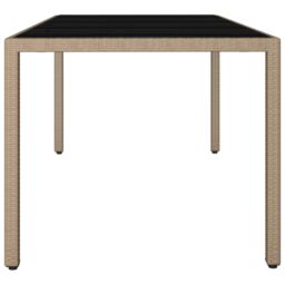 Berkfield Home Garden Table with Glass Top Beige Poly Rattan&Tempered Glass - thumbnail 4