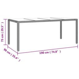 Berkfield Home Garden Table with Glass Top Beige Poly Rattan&Tempered Glass - thumbnail 6