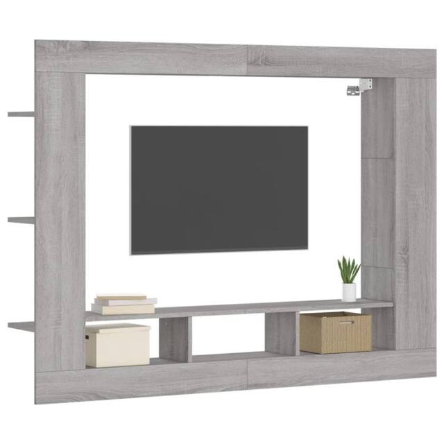 Berkfield Home TV Cabinet Grey Sonoma 152x22x113 cm Engineered Wood - Size: 152 x 22 x 113 cm - image 1