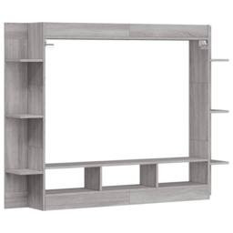 Berkfield Home TV Cabinet Grey Sonoma 152x22x113 cm Engineered Wood - Size: 152 x 22 x 113 cm - thumbnail 6