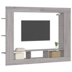 Berkfield Home TV Cabinet Grey Sonoma 152x22x113 cm Engineered Wood - Size: 152 x 22 x 113 cm - thumbnail 1