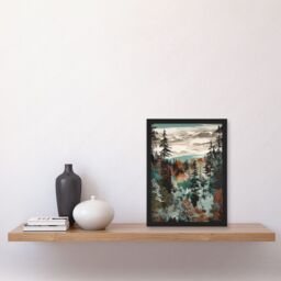 Artery8 Taiga Boreal Autumnal Colours Forest Landscape Artwork Framed Wall Art Print A4 in Black - thumbnail 2