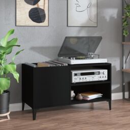 Berkfield Home Record Cabinet Black 84.5x38x48 cm Engineered Wood