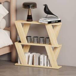 Levede Slim Side Table Storage Shelf Sofa End Accent Table Wooden 3 Tier in Natural - thumbnail 3