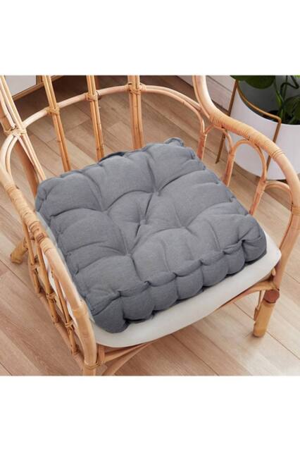 Living and Home Garden Armchair Cotton-Linen Cushion Chair Pad with Handle in Dark Grey - image 1