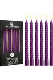Deco Express 6 Hours Twisted Candles Pack of 6 in Purple - Size: 6 Pack - thumbnail 1