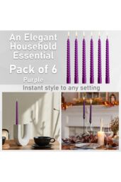 Deco Express 6 Hours Twisted Candles Pack of 6 in Purple - Size: 6 Pack - thumbnail 3