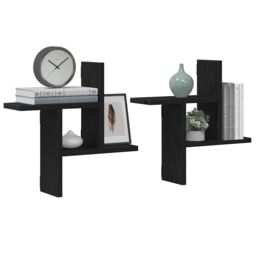 Berkfield Home Wall Shelves 2 pcs Black Oak 38x12x38 cm Engineered Wood - Size: 38 x 12 x 38 cm - thumbnail 4