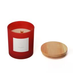 Aroma Naturals Frosted Decadence Glass Candle - Pink Cherry & Vanilla Scent in Red - Size: Medium - thumbnail 2