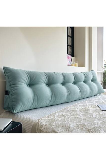 Living and Home Washable Headboard Wedge Pillow with Storage Pocket in Light Blue - Size: Large - image 1