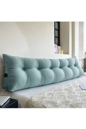 Living and Home Washable Headboard Wedge Pillow with Storage Pocket in Light Blue - Size: Large - thumbnail 1