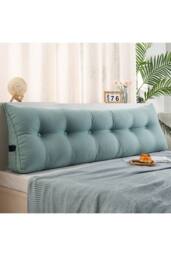 Living and Home Washable Headboard Wedge Pillow with Storage Pocket in Light Blue - Size: Large - thumbnail 2