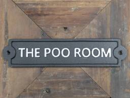 Gifts Direct 2 U Cast Iron Wall Sign - The Poo Room in Black - thumbnail 2