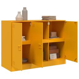 Berkfield Home Sideboard Mustard Yellow 99x39x73 cm Steel - Size: 99 x 39 x 73 cm - thumbnail 5