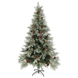 Berkfield Home Pre-lit Christmas Tree with Pine Cones Green&White 195 cm PVC&PE in Green - thumbnail 3