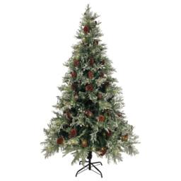 Berkfield Home Pre-lit Christmas Tree with Pine Cones Green&White 195 cm PVC&PE in Green - thumbnail 1