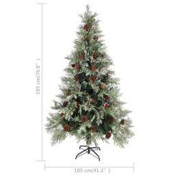 Berkfield Home Pre-lit Christmas Tree with Pine Cones Green&White 195 cm PVC&PE in Green - thumbnail 8