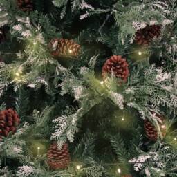 Berkfield Home Pre-lit Christmas Tree with Pine Cones Green&White 195 cm PVC&PE in Green - thumbnail 4