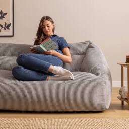 icon Cecilia Jumbo Cord Giant Bean Bag Sofa in Grey - Size: Medium - thumbnail 2
