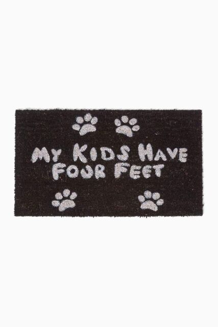 Homescapes Four Feet Paws Coir Doormat in Black - Size: 40 cm x 70 cm - image 1