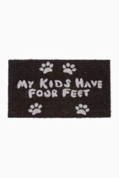 Homescapes Four Feet Paws Coir Doormat in Black - Size: 40 cm x 70 cm - thumbnail 1