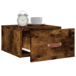 Berkfield Home Wall-mounted Bedside Cabinet Smoked Oak 35x35x20 cm in Brown - Size: 35 x 35 x 20 cm - thumbnail 4