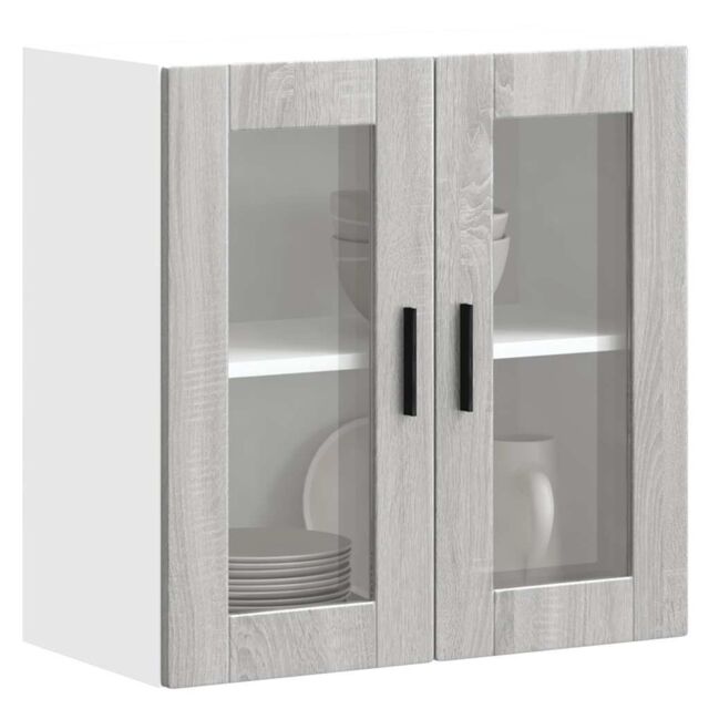 Berkfield Home Kitchen Wall Cabinet with Glass Door Porto Grey Sonoma - image 1
