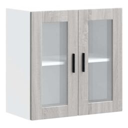 Berkfield Home Kitchen Wall Cabinet with Glass Door Porto Grey Sonoma - thumbnail 2