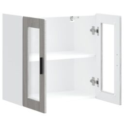 Berkfield Home Kitchen Wall Cabinet with Glass Door Porto Grey Sonoma - thumbnail 6