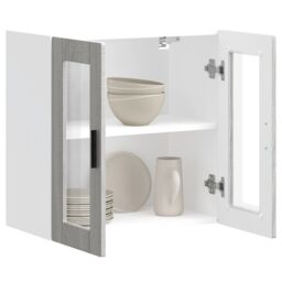 Berkfield Home Kitchen Wall Cabinet with Glass Door Porto Grey Sonoma - thumbnail 5
