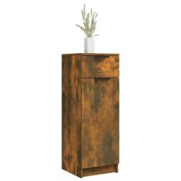Berkfield Home Bathroom Cabinet Smoked Oak 32x34x90 cm Engineered Wood in Brown - Size: 32 x 34 x 90 cm - thumbnail 4